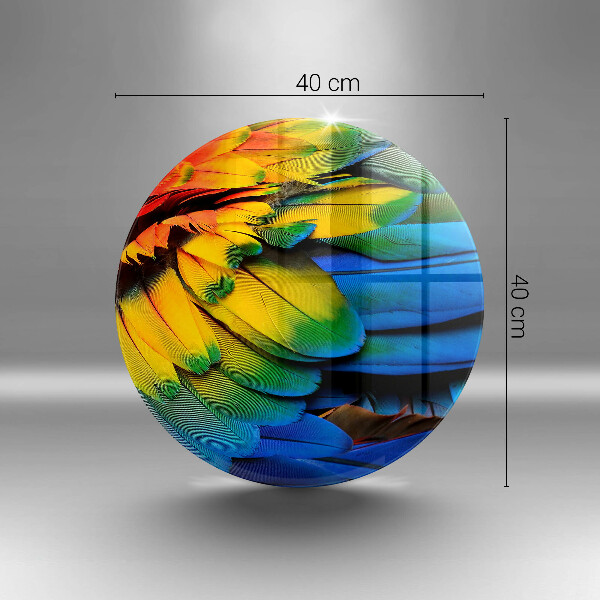 Üveg vágódeszka Színes papagáj toll