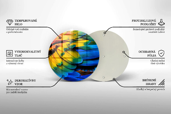 Üveg vágódeszka Színes papagáj toll