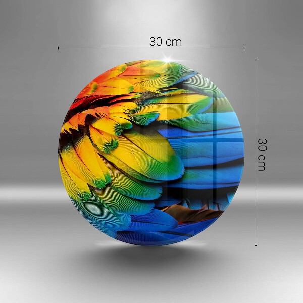Üveg vágódeszka Színes papagáj toll