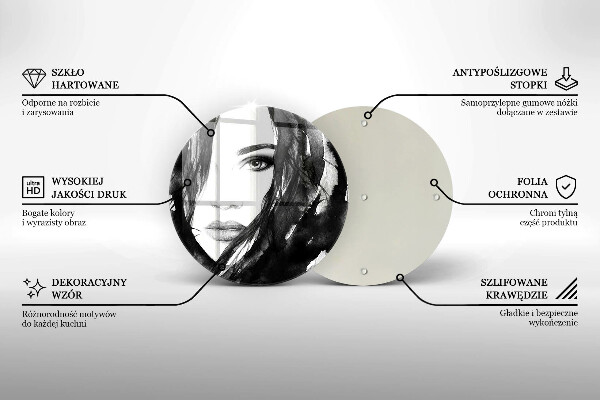 Üveg vágódeszka Női arc