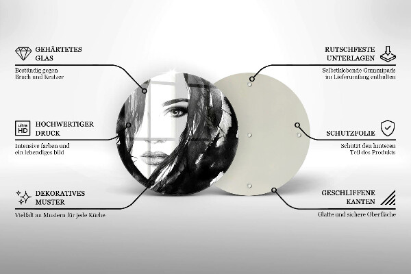 Üveg vágódeszka Női arc