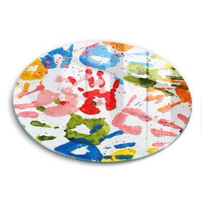 Üveg vágódeszka Gyermek kezek nyomai