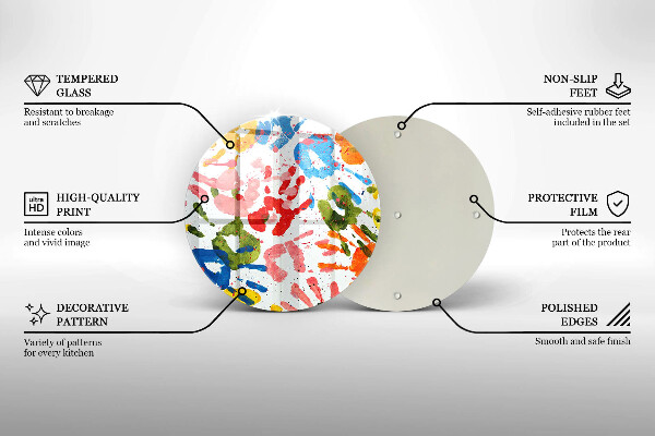 Üveg vágódeszka Gyermek kezek nyomai