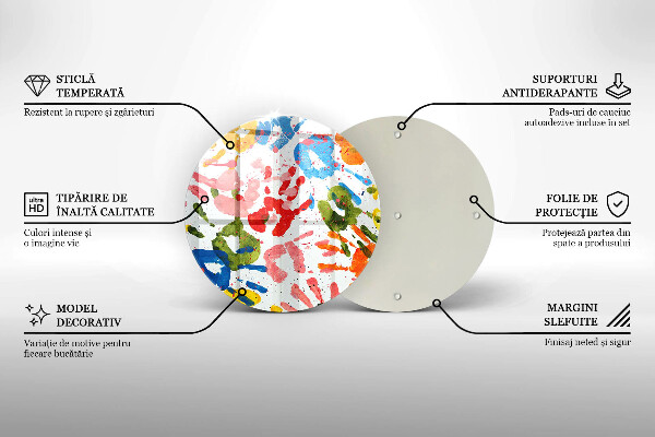 Üveg vágódeszka Gyermek kezek nyomai