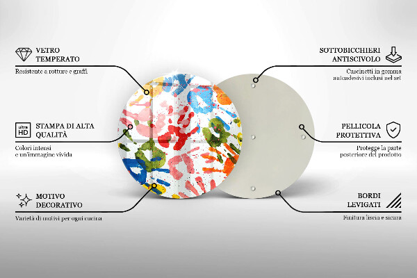 Üveg vágódeszka Gyermek kezek nyomai