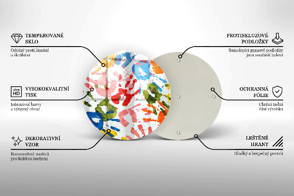 Üveg vágódeszka Gyermek kezek nyomai