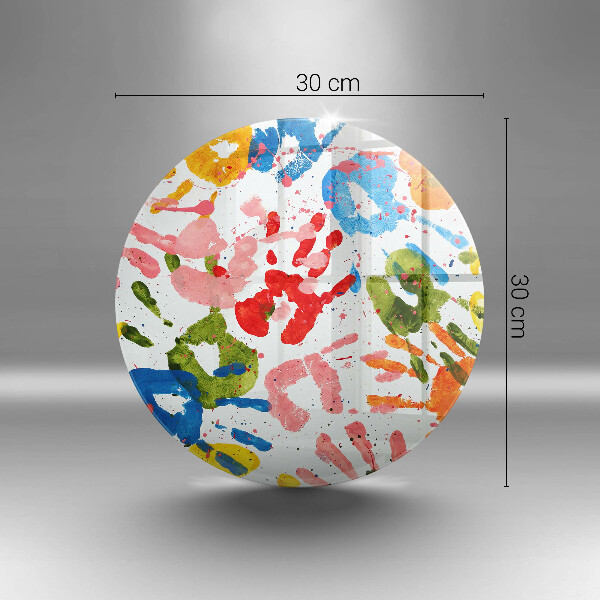 Üveg vágódeszka Gyermek kezek nyomai