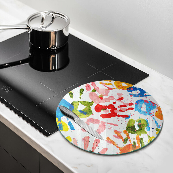 Üveg vágódeszka Gyermek kezek nyomai