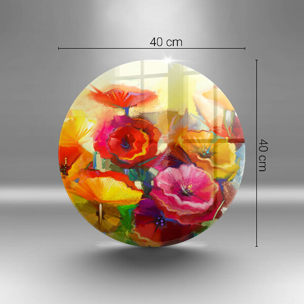 Üveg vágódeszka Festett színes virágok