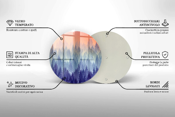Üveg vágódeszka Erdő naplementekor