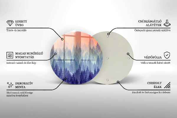 Üveg vágódeszka Erdő naplementekor