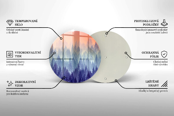 Üveg vágódeszka Erdő naplementekor