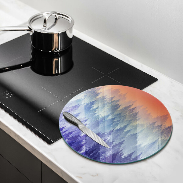 Üveg vágódeszka Erdő naplementekor