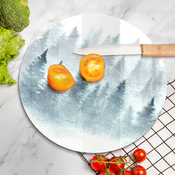 Üveg vágódeszka Festett téli erdő