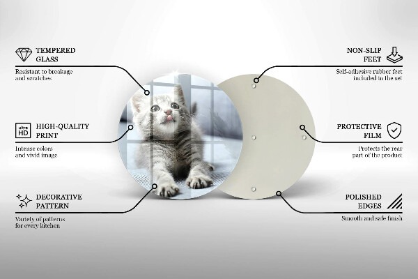 Üveg vágódeszka Aranyos kis cica