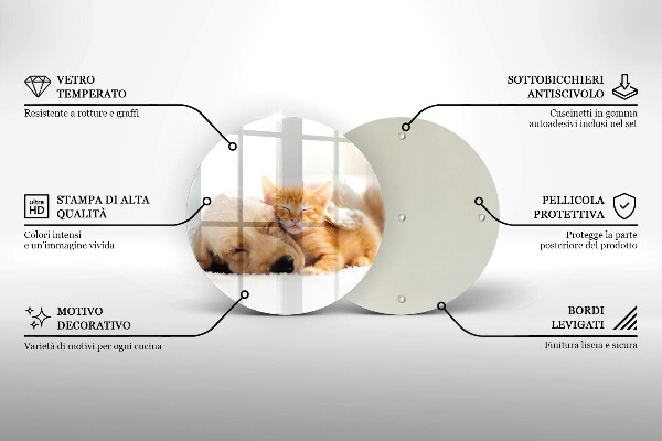 Üveg vágódeszka Állatok kutya és macska