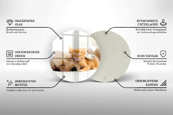 Üveg vágódeszka Állatok kutya és macska