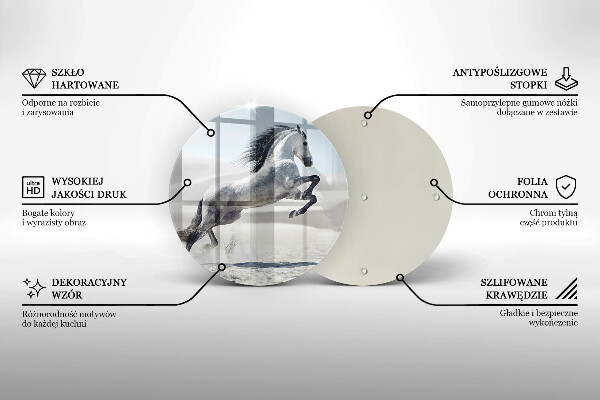 Üveg vágódeszka Fehér lólovas