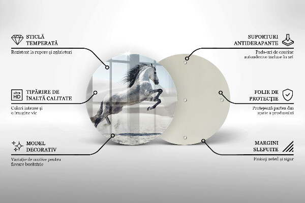 Üveg vágódeszka Fehér lólovas