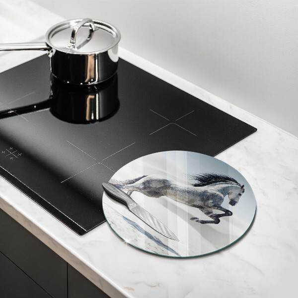 Üveg vágódeszka Fehér lólovas