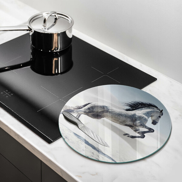 Üveg vágódeszka Fehér lólovas