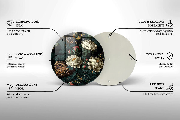 Üveg vágódeszka Vintage bazsarózsa virágok