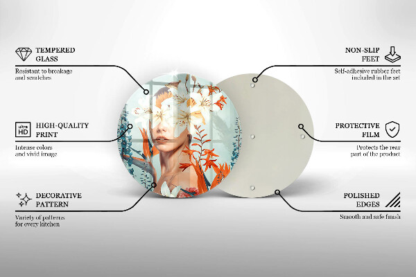 Üveg vágódeszka Nő virágban