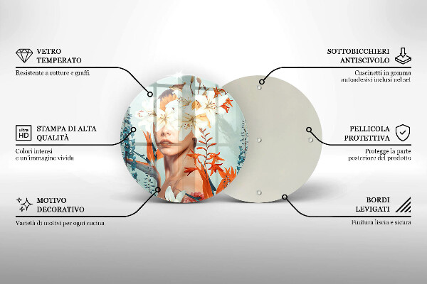 Üveg vágódeszka Nő virágban