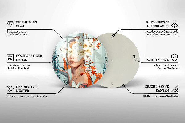 Üveg vágódeszka Nő virágban