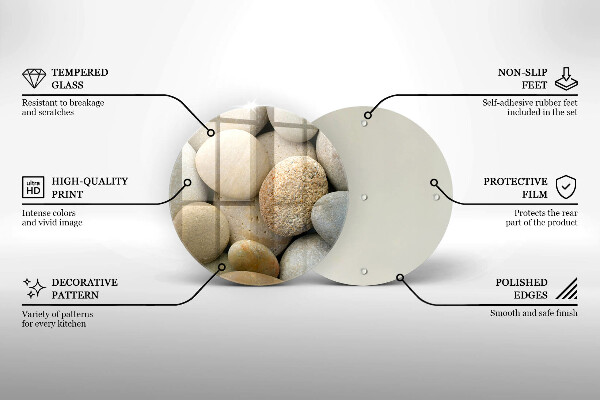 Üveg vágódeszka Ovális kövek mintája