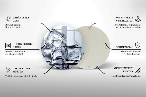 Üveg vágódeszka Jégkockák