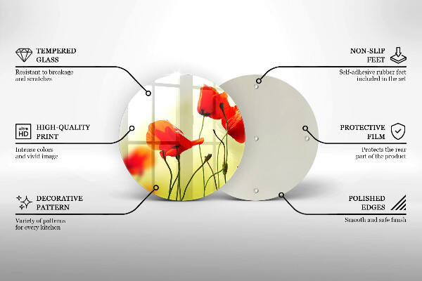 Üveg vágódeszka Piros pipacs virágok