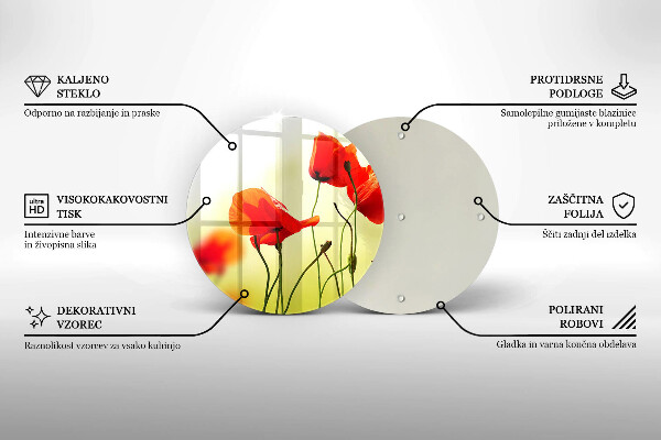 Üveg vágódeszka Piros pipacs virágok