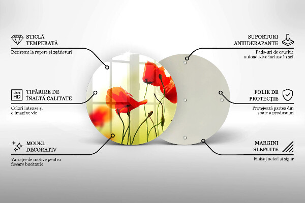 Üveg vágódeszka Piros pipacs virágok
