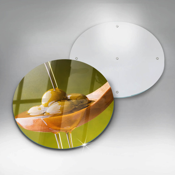 Üveg vágódeszka Olívaolaj és olívabogyó