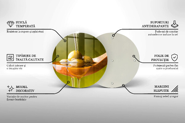 Üveg vágódeszka Olívaolaj és olívabogyó
