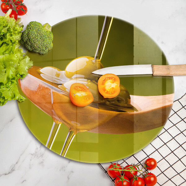 Üveg vágódeszka Olívaolaj és olívabogyó
