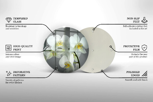 Üveg vágódeszka Fehér orchidea virágok