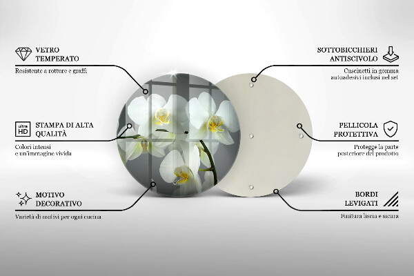 Üveg vágódeszka Fehér orchidea virágok