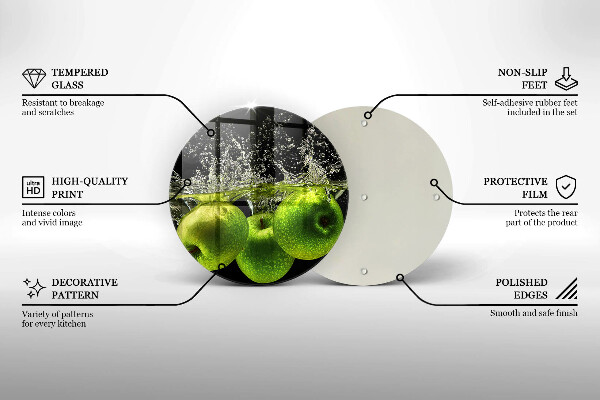 Üveg vágódeszka Zöld alma és víz