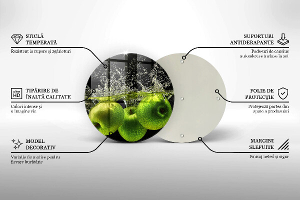 Üveg vágódeszka Zöld alma és víz