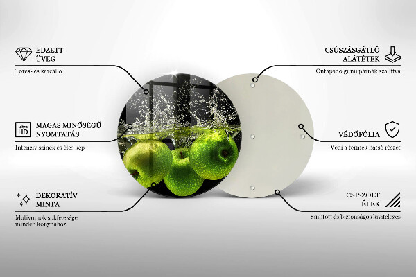 Üveg vágódeszka Zöld alma és víz