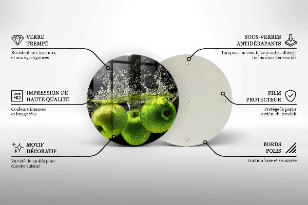 Üveg vágódeszka Zöld alma és víz