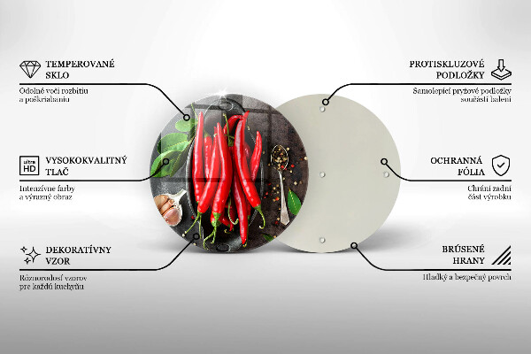 Üveg vágódeszka Piros chili paprika