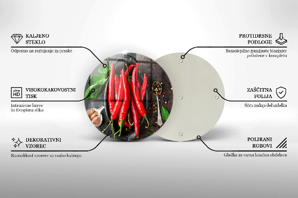 Üveg vágódeszka Piros chili paprika