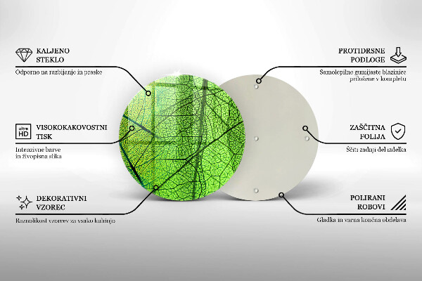Üveg vágódeszka Természetes levélerek