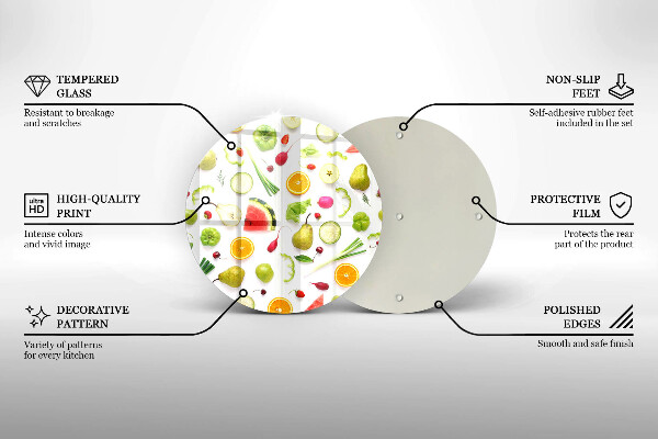 Üveg vágódeszka Gyümölcsök és zöldségek minta
