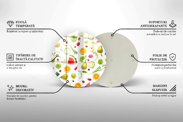 Üveg vágódeszka Gyümölcsök és zöldségek minta