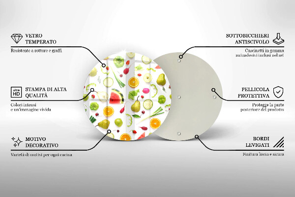 Üveg vágódeszka Gyümölcsök és zöldségek minta