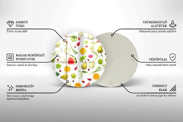 Üveg vágódeszka Gyümölcsök és zöldségek minta
